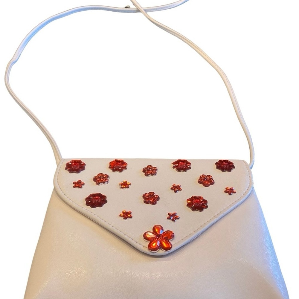 Light pink bag with Red Floral Embellishments-Women's Bag